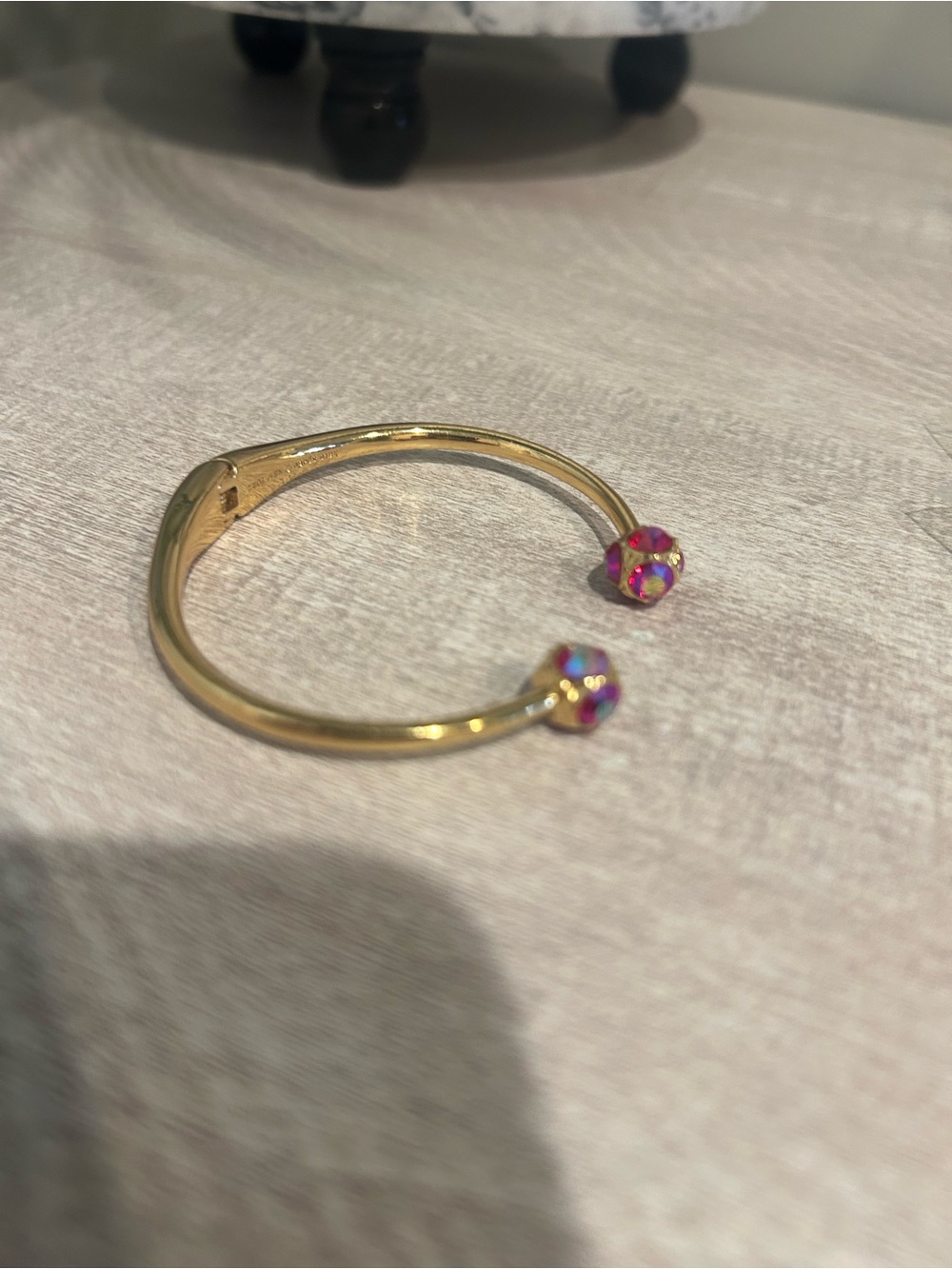 kate spade Gold Open Cuff Bracelet with Pink Gem Ends